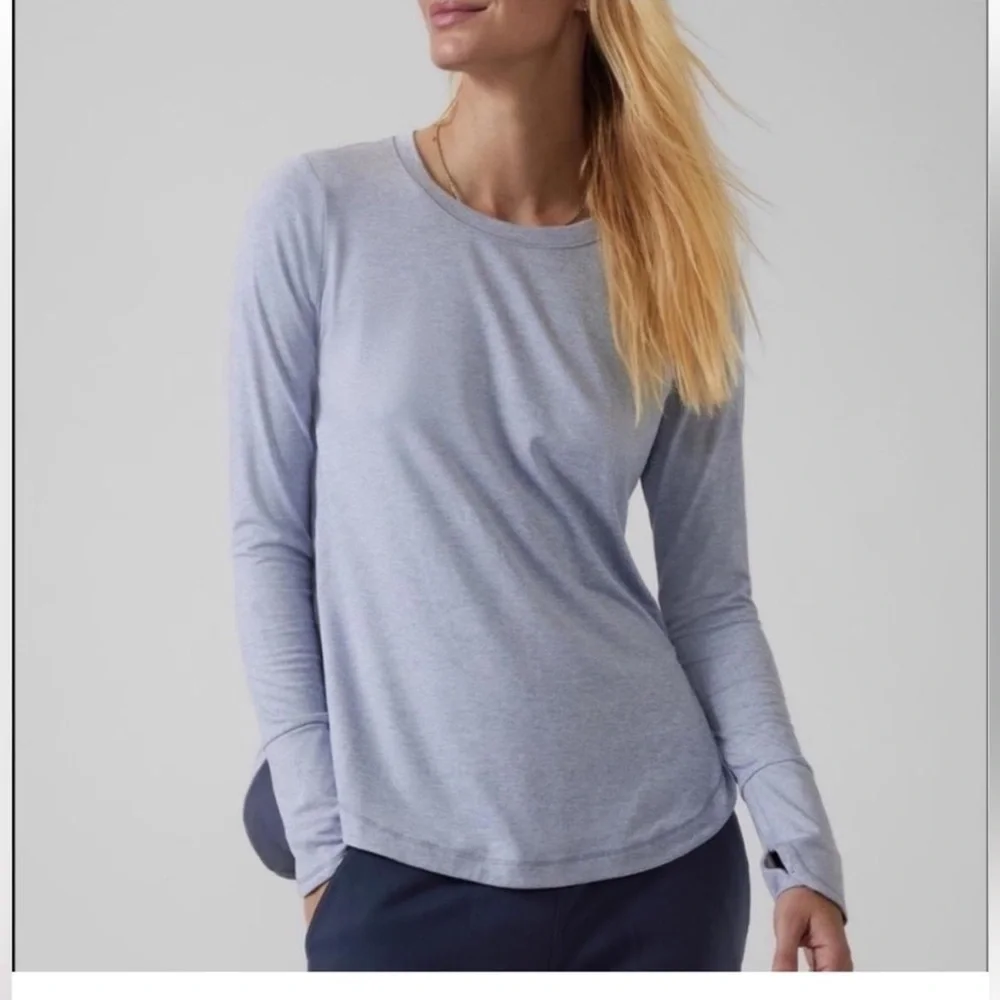 Athleta Uptempo Light Lilac Long Sleeved Tee. Large - Picture 1 of 7